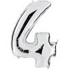 Palloncino Mylar 40 (100cm) Numero 4 Silver (Argento)
