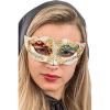 1329: Maschera Veneziana In Plastica Cracle' C/Dec.Rosse E Azzurre Su Cartoncino