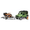 Land Rover Defender Station Wagon con rimorchio, motoslitta e figura (02594)
