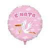 Palloncino Mylar Tondo Cm.45 Cicogna Nuvola Rosa (18)