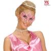 Maschera Nobile in Pizzo Rosa Decorata con Glitter e Gemme