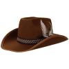 Cappello Cowboy Con Piume Marrone - In Feltro