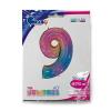 Palloncino Mylar 40 (100cm) Numero 9 Colourful Rainbow