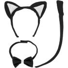 Set travestimento Gatto (orecchie, farfallino, coda)