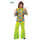 Costume Verde Fiorato Uomo Anni 60 Figlio Dei Fiori Hippie Taglia Xl (88153)