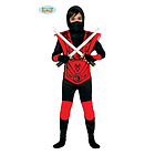 Costume Ninja Rosso E Nero Bambino Taglia 3-4 Anni (83256)