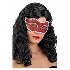 Maschera In Plastica Con Glitter Rossi E Strass (01287)