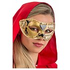 Maschera veneziana in plastica oro e nero