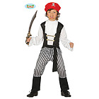 Costume Bucaniere Pirata A Righe Bambino Taglia 7-9 Anni (83345)