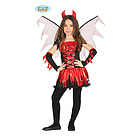 Costume Rosso E Nero Diavolessa Con Ali Bambina Taglia 10-12 Anni (87443)