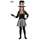 Costume Cappellaia Pazza Bianco E Nero Bambina Taglia 5-6 Anni (83469)