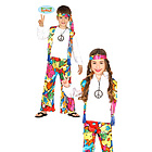 Costume Hippie Azzurro Fiorato Bambino Bambina Taglia 5-6 Anni (87481)