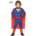 Costume Supereroe Muscoloso Mantello Rosso Bambino Taglia 10-12 Anni (88490)