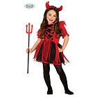 Costume Rosso E Nero Diavolessa Bambina Taglia 7-9 Anni (85503)