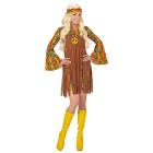 Ragazza Hippie (Vestito Con Gilet, Fascia Per Testa, Collana Segno Della Pace) XXL