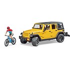 Jeep Wrangler con bicicletta e ciclista (02543)