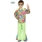 Costume Verde Fiorato Anni 60 Figlio Dei Fiori Hippie Bambino Taglia 10-12 Anni (85605)