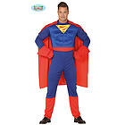 Costume Supereroe Muscoloso Con Mantello Rosso Taglia M (88633)