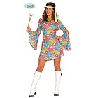 Costume Donna Verde Fiorato Anni 60 Figlia Dei Fiori Hippie Taglia S (84731)