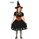 Costume Strega Streghetta Nero E Arancione Bambina Taglia 7-9 Anni (87740)