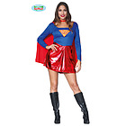 Costume Donna Supereroina Con Mantello Rosso Taglia L (80741)