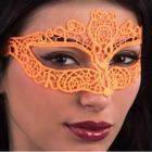 1759: Maschera Arancione Fluo In Tessuto Macrame'