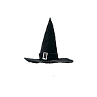 Cappello strega in velluto nero (05770)