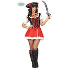 Costume Donna Corsara Piratessa Sexy Rossa E Nera Taglia M (80808)