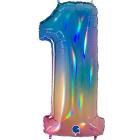 Palloncino Mylar 40 (100cm) Numero 1 Colourful Rainbow
