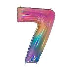 Palloncino Mylar 40 (100cm) Numero 7 Colourful Rainbow