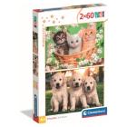 Puzzle 2x60 pz - Brothers in Fur (24820)