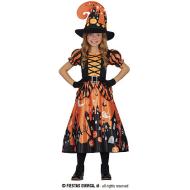Costume Strega Arancione Bambina 7-9 Anni (78024)