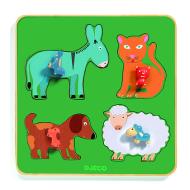 Animali della Fattoria Family Farm Puzzle di legno Large Buttons Puzzles (DJ01061)