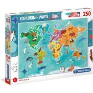 Puzzle 250 Mappe Geo animali del mondo