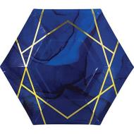 Tovaglia  Plt8 12/8Ct Hex Shape Navy Gold Geode Qs