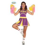Costume Cheerleader Giallo E Viola Donna Taglia M (88221)