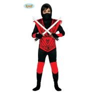 Costume Ninja Rosso E Nero Bambino Taglia 10-12 Anni (83259)