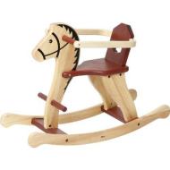 Cavallo a dondolo legno naturale con sicurezza