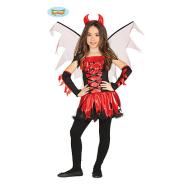 Costume Rosso E Nero Diavolessa Con Ali Bambina Taglia 7-9 Anni (87442)