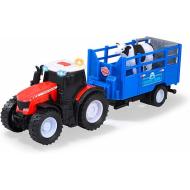 Dickie Toys Trattore Massey Ferguson con rimorchio per animali luci e suoni