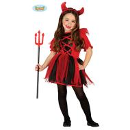 Costume Rosso E Nero Diavolessa Bambina Taglia 3-4 Anni (85501)