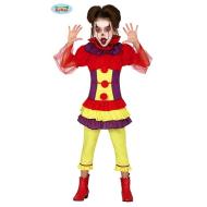 Costume Pagliaccia Giallo Rosso E Viola Bambina Taglia 7-9 Anni (83513)