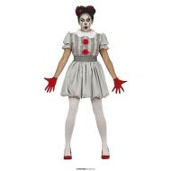 Costume Clown Donna Grigio Adulta Taglia 36-38 (79539)