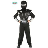 Costume Ninja Nero E Argento Bambino Taglia 10-12 Anni (88540)