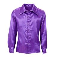 Camicia Disco Anni 70 Viola In Raso L