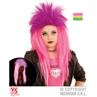 Parrucca Punk fosforescente rosa