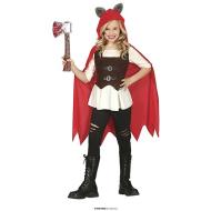 Costume Cacciatrice Di Lupi Con Cappuccio Rosso Bambina 7-9 Anni (77601)