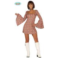 Costume Abito Fantasia A Rombi Donna Disco Anni '70 Taglia L (88619)
