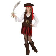 Piratessa Dei Caraibi (Vestito, Cintura, Copristivali, Fascia Per Testa, Cappello) (140 Cm / 8-10 Years)