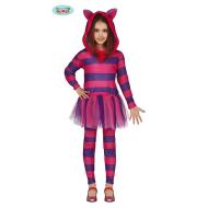 Costume Gatto Striato Viola Bambina Taglia 5-6 Anni (83664)